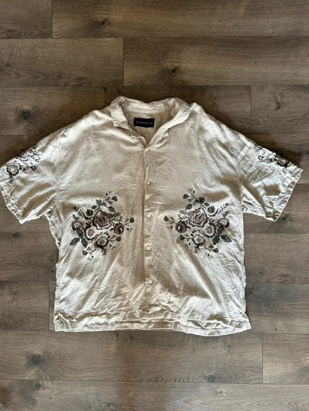 vintage abercrombie & fitch embroidered floral shirt XL